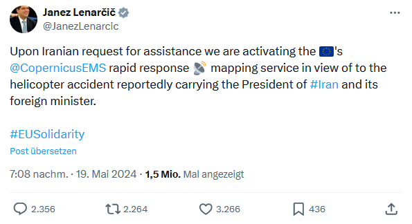 Viele Menschen reissen sich gerade den Arsch auf, bei der #Europawahl am 9. Juni demokratische Werte gegen den drohenden Rechtsruck zu verteidigen. Und dieser ranghohe EU-Vertreter erklärt sich solidarisch mit dem diktatorischen Verbrecher #Raisi. Kann doch einfach nicht sein!