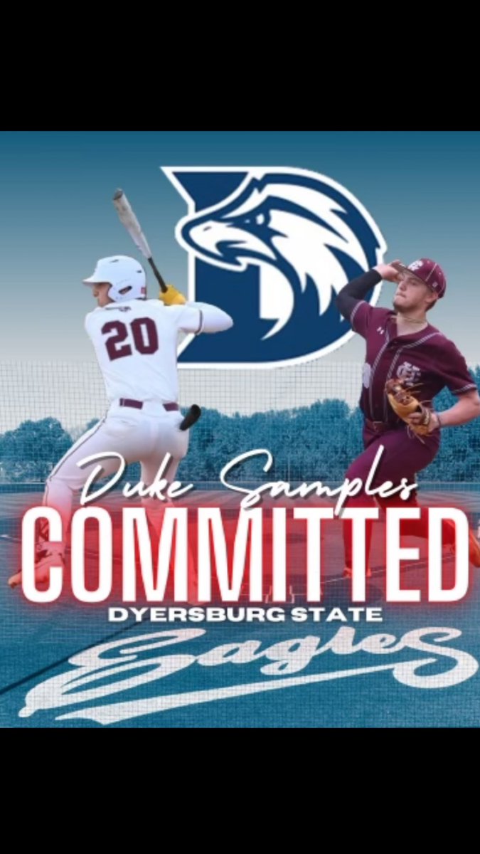 Duke Samples (@samplesduke) on Twitter photo I’m excited to announce my commitment to Dyersburg State ! I would love to thank all of my friends, family and coaches for helping through out this journey.
@TylerBrownDSCC <a href="/DSCCBaseball/">Dyersburg State Baseball</a> <a href="/baseball_hchs/">Hardin County High School Baseball</a> <a href="/HCSportsHOF/">Hardin County Sports Hall of Fame</a> <a href="/tnballplayers/">Tennessee Baseball Network</a> I’m excited to announce my commitment to Dyersburg State ! I would love to thank all of my friends, family and coaches for helping through out this journey.
@TylerBrownDSCC <a href="/DSCCBaseball/">Dyersburg State Baseball</a> <a href="/baseball_hchs/">Hardin County High School Baseball</a> <a href="/HCSportsHOF/">Hardin County Sports Hall of Fame</a> <a href="/tnballplayers/">Tennessee Baseball Network</a>