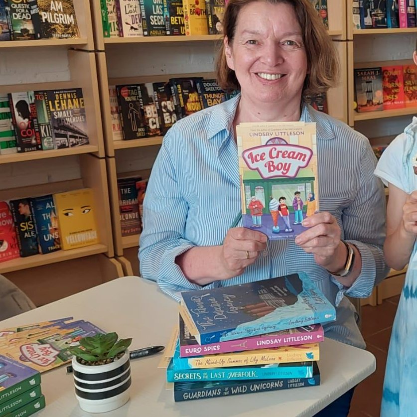 Don't know any children's authors who wouldn't be absolutely delighted to sign old copies. Here I am signing in the Book Nook in Stewarton at the weekend. Only the book I'm holding is new. I was totally thrilled to sign the rest of this young reader's collection!