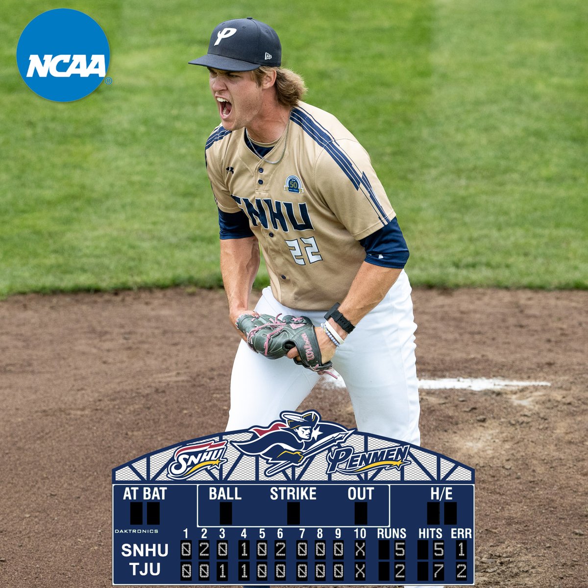 TICKET PUNCHED: #21 Baseball Downs Jefferson, 5-2, to Reach NCAA East Super-Regional snhupenmen.com/news/2024/5/19…