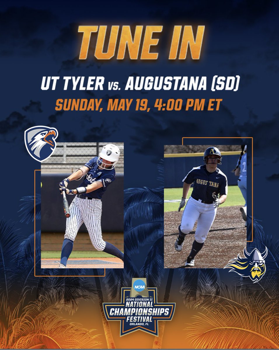 Two down, two to go! Game 3 of #D2SB Tournament between 2️⃣ @uttylerpatriots 🆚 7️⃣ @AugieSoftball coming up in 10 minutes! #D2Festival | on.ncaa.com/D2SBg3