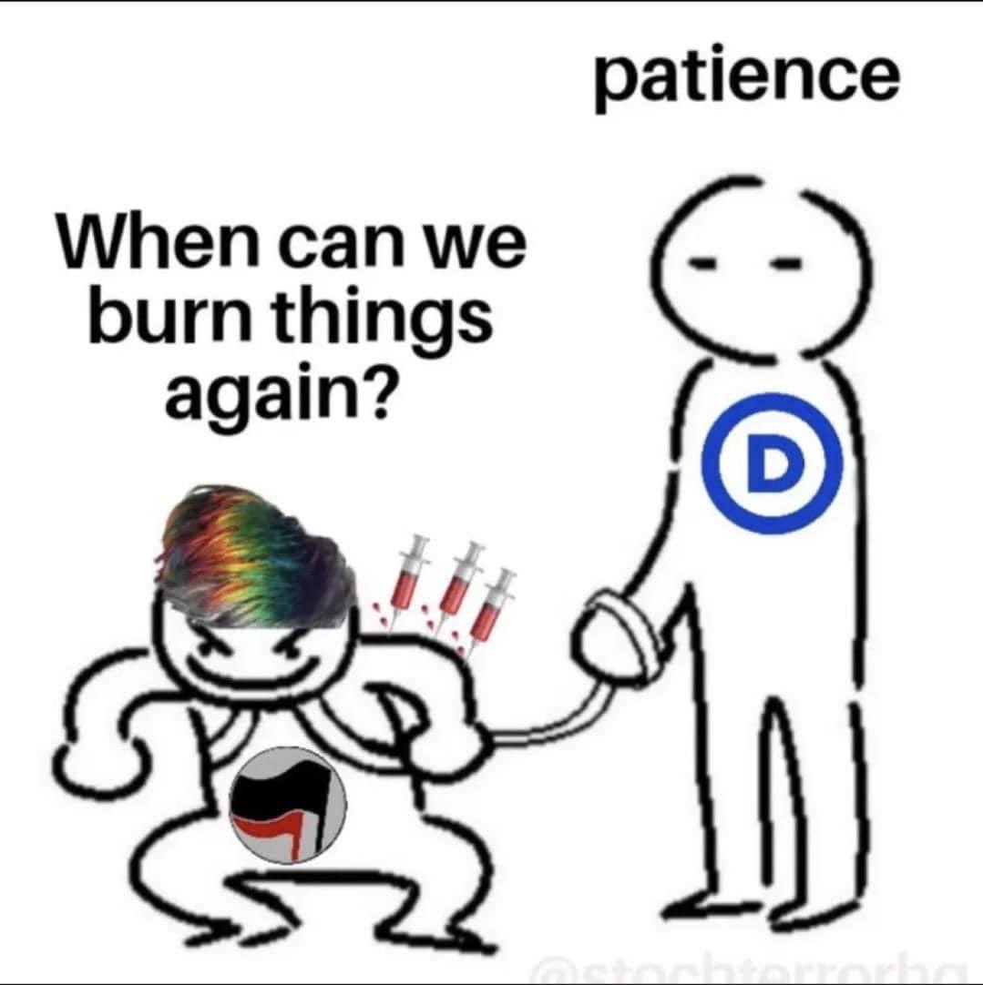 Perfect artistic rendition of ANTIFA’s relationship to the Democrat Party below.
