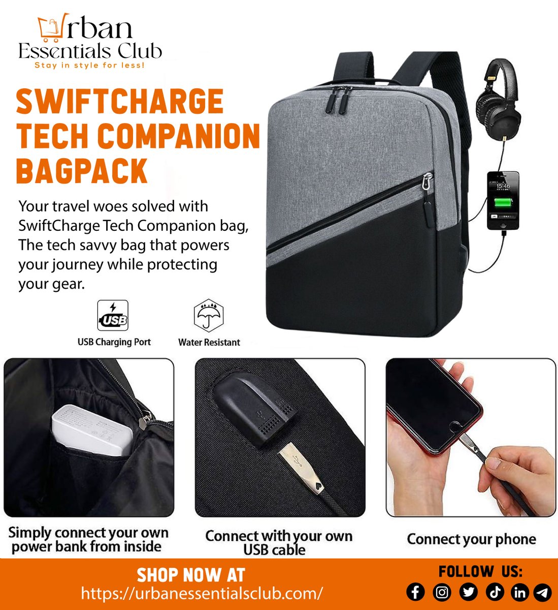 Essentials_Club's tweet image. Imagine youre at the airport, and your phone beeps low battery - panic kicks in. But with the SwiftCharge Tech Companion bag, you simply plug your device into the built-in charging port.

urbanessentialsclub.com/products/14-in…

#Chargingbackpack   #backpackcharger #laptopbag #laptopbackpack