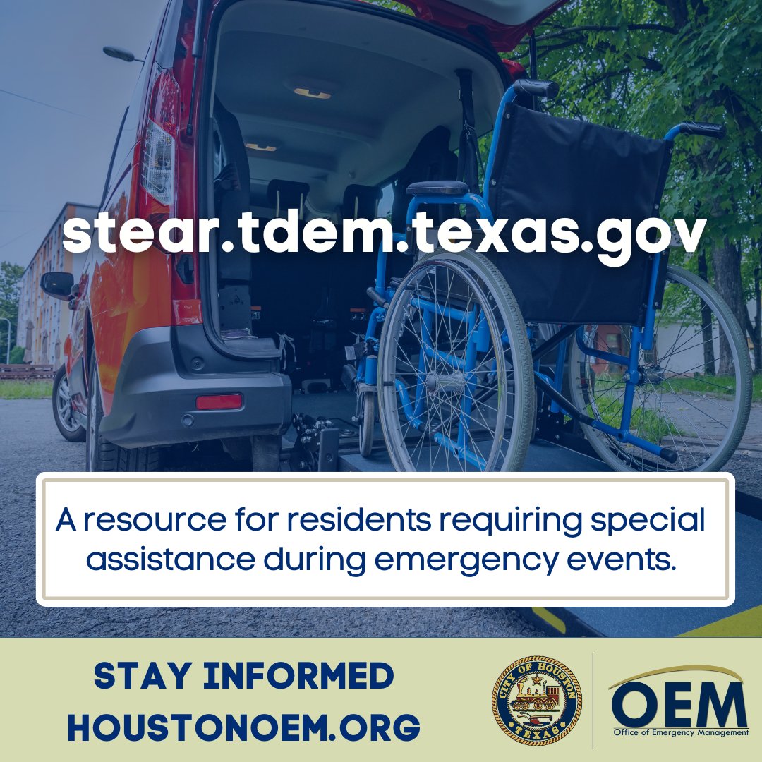 If you or someone you know would require special assistance during emergency events, make sure to register for the STEAR program. Who should register? Individuals with disabilities, limited mobility, or communication barriers. Visit stear.tdem.texas.gov to sign up today!