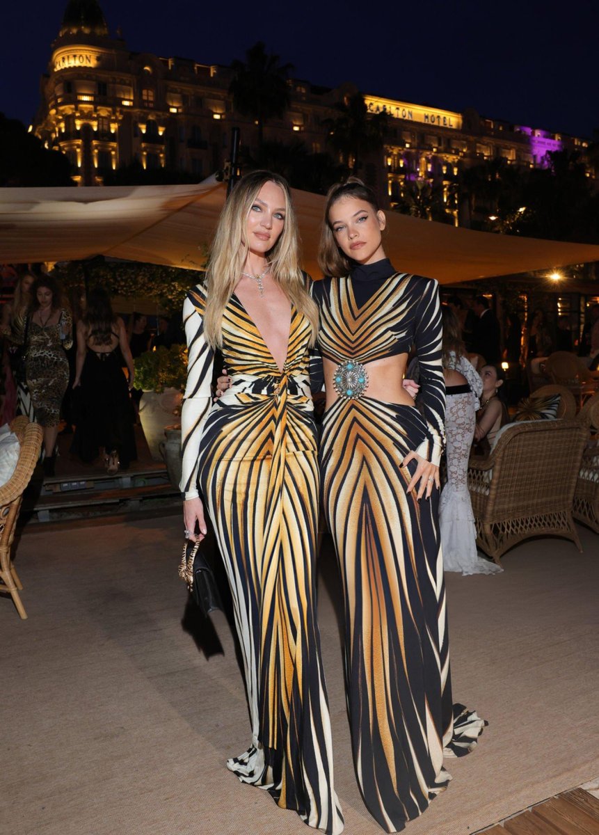 Candice Swanepoel and Barbara Palvin attend the Roberto Cavalli Exclusive Dinner & Delectable Party.