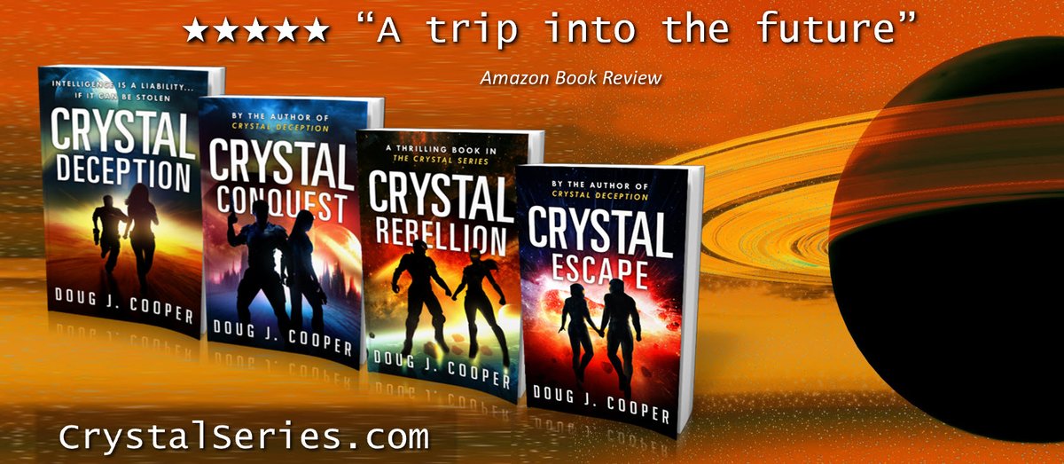 “Your surprise won’t hurt me, will it?” asked Juice.
The Crystal Series – classic sci-fi thrills
Start with first book CRYSTAL DECEPTION
Series info: CrystalSeries.com
Buy link: amazon.com/default/e/B00F… 
#asmsg #ian1