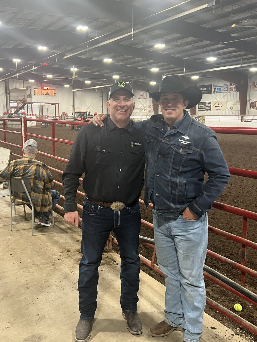 Great to catch up with <a href="/nrnlights/">Northern Lights College</a> President Todd Bondarff. Glad to see college rodeo athletics embraced at many Canadian post-secondary institutions.