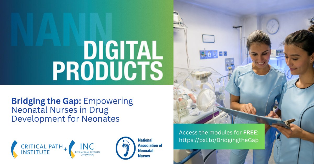 C-Path’s International Neonatal Consortium and @NeonatalNurses are thrilled to announce the launch of FREE Neonatal #DrugDevelopment Modules for #NICU nurses and neonatal healthcare professionals. Earn CE hours! i.mtr.cool/cymlkukyon

#CPath #drugdevelopment #regulatoryscience