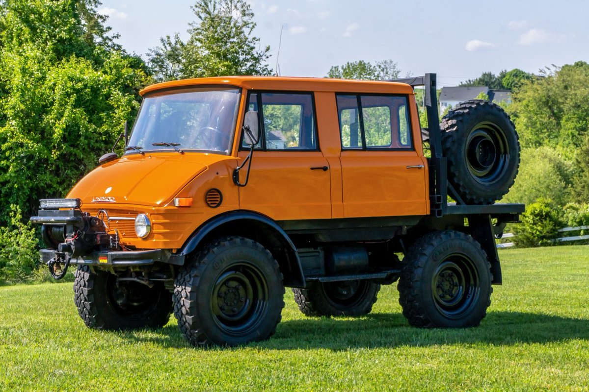 Now live at BaT Auctions: 1979 Mercedes-Benz Unimog 421 Flatbed. bringatrailer.com/listing/1979-m…