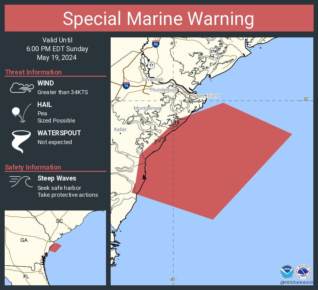 Special Marine Warning including the Waters from Savannah GA to Altamaha Sound GA extending from 20 nm to 60 nm and Coastal waters from Savannah GA to Altamaha Sound GA out 20 nm ...including Grays Reef National Marine Sanctuary until 6:00 PM EDT