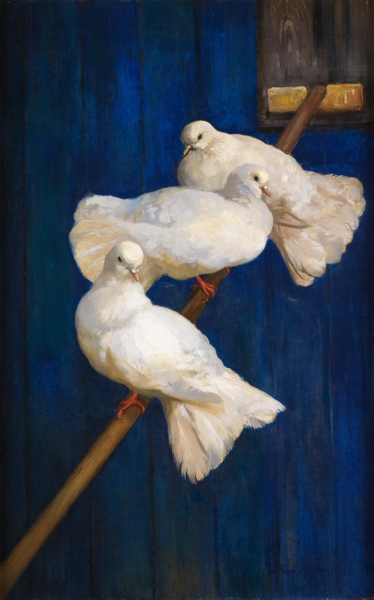 Buenas noches Good night 'Cada día, a la misma hora se repetía el arrullo de palomas.' 🖌Archibald Russell Watson Allan (1878-1959) Three Pigeons