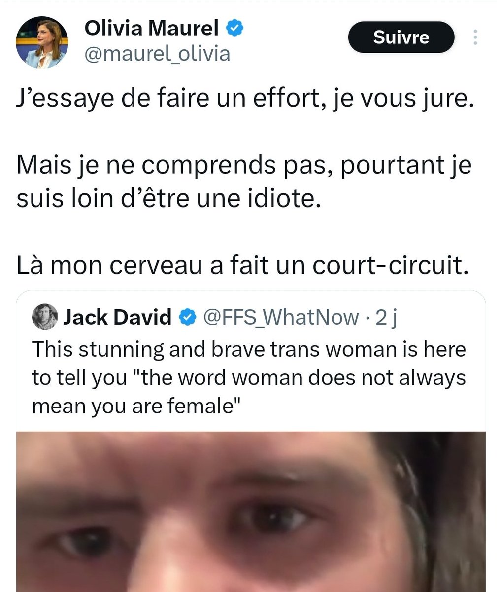 La Ministre de l'Égalité Aurore Bergé a reçu aujourd'hui la militante anti-trans et anti-GPA Olivia Maurel. Celle-ci considère que 'les femmes trans sont des hommes' et que les enfants trans sont une 'invention américaine'.