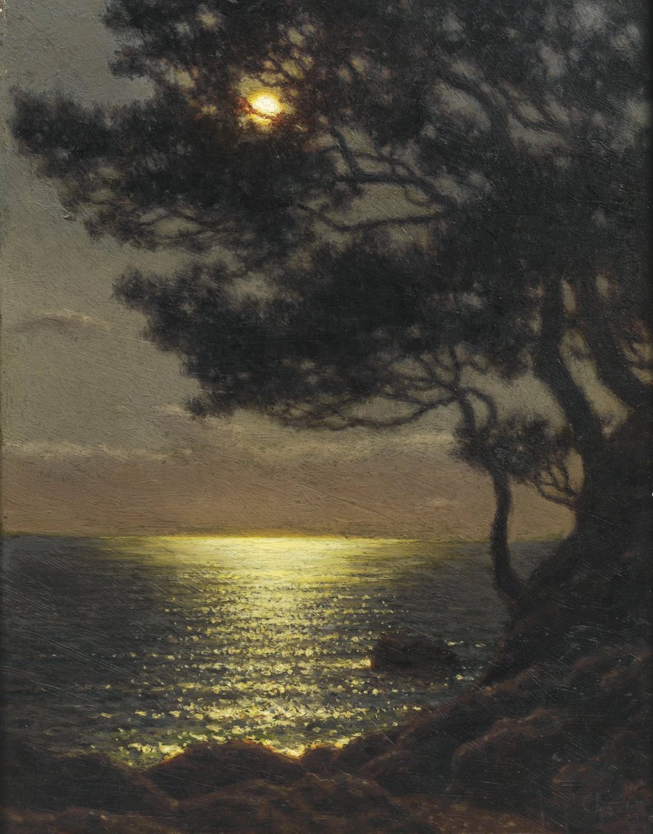 Her ressamın fırçasından farklı bir Ay doğar… Geceye pırıltısını saçar✨🌕 Ivan Fedorovich Choultsé (1874-1939) ‘Mehtaplı Sahil’