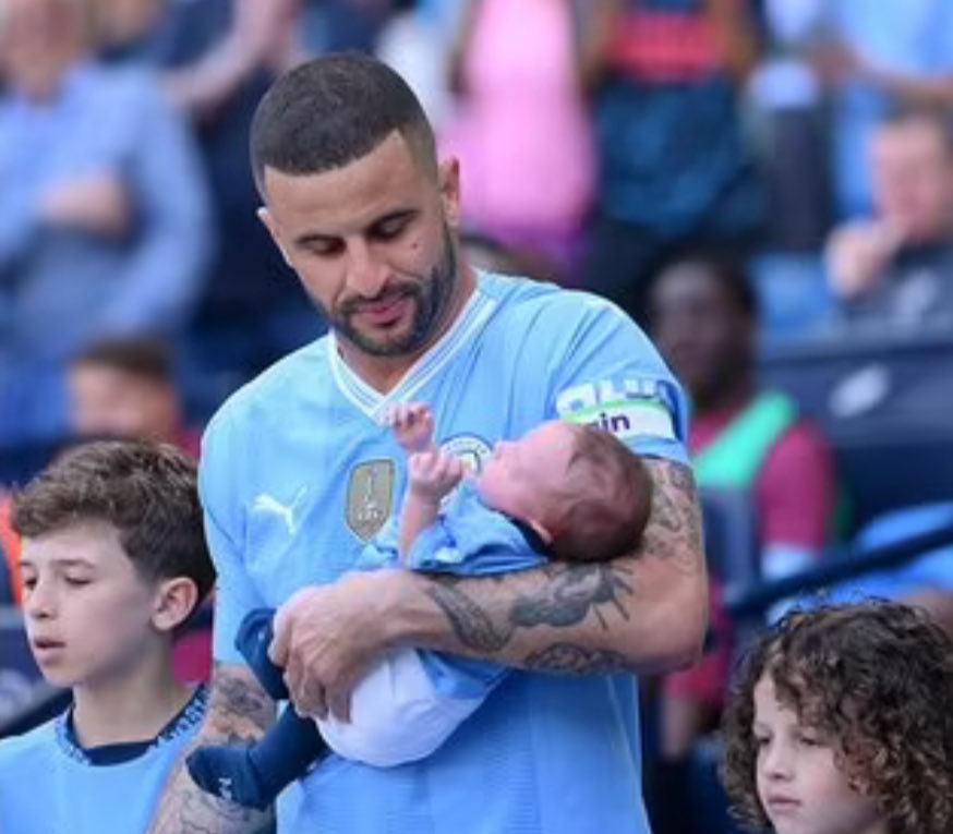 Kyle Walker trying to remember if he picked up the right one.