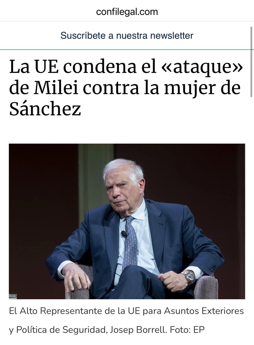 La UE no ha condenado nada. Ya basta de mentiras. Josep Borrell, un vergonzoso y lamentable vicepresidente socialista de la Comisión Europea, que es más representante de dictaduras criminales como Irán y Cuba que de las democracias europeas que le pagan, ha salido en auxilio de