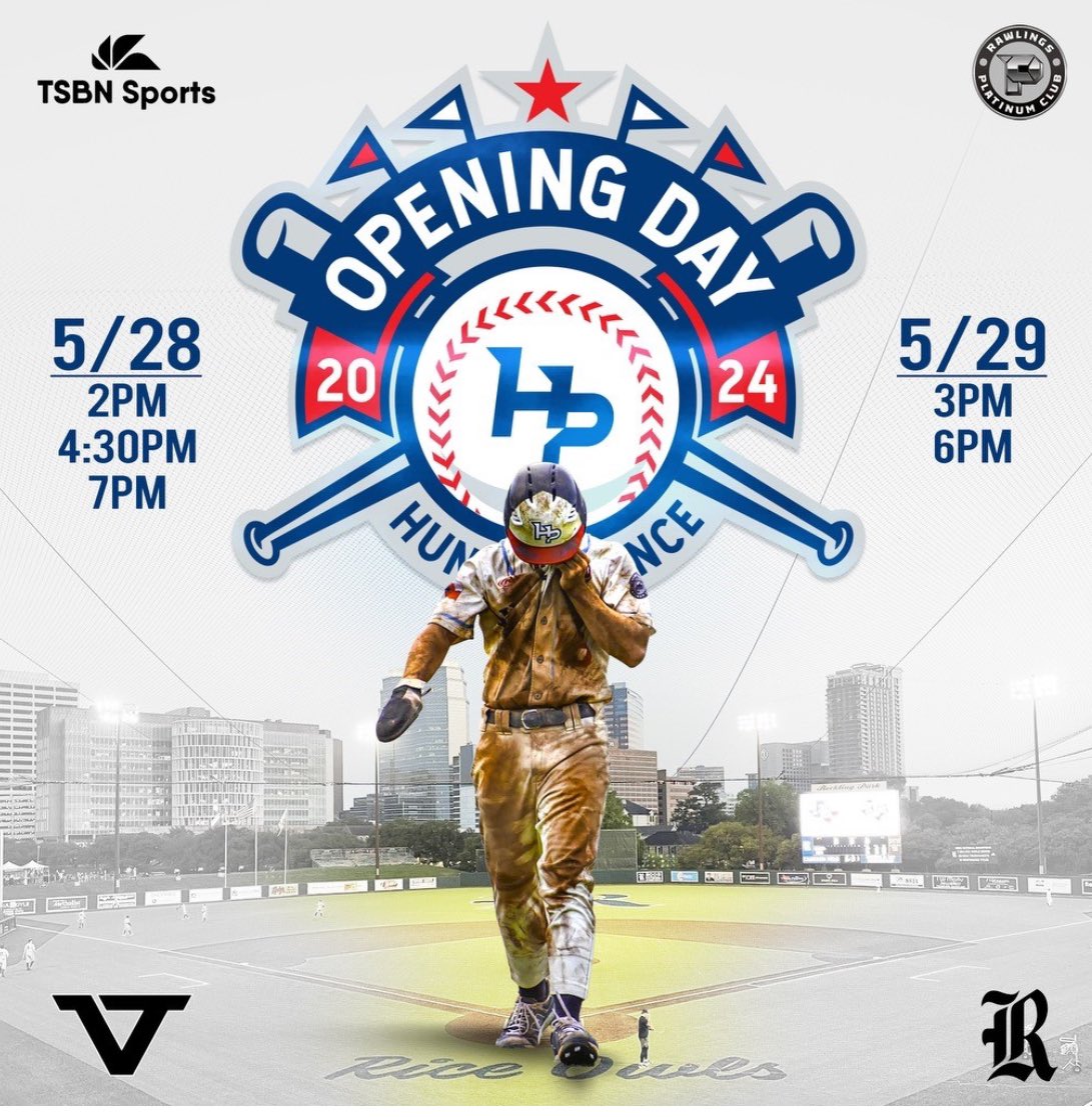 Hunter Pence Baseball Academy (@hpba_official) on Twitter photo 🔔 HP Opening Day 🔔
🗓️: May 28th & 29th
📍: <a href="/RiceBaseball/">Rice Baseball</a>
📊: <a href="/FiveToolTexas/">✭Five Tool Texas✭</a>
📺: <a href="/TSBNSports/">TSBN Sports</a>
💥: <a href="/RawlingsSports/">Rawlings Baseball</a>
#burntheships #HPfam 🔔 HP Opening Day 🔔
🗓️: May 28th & 29th
📍: <a href="/RiceBaseball/">Rice Baseball</a>
📊: <a href="/FiveToolTexas/">✭Five Tool Texas✭</a>
📺: <a href="/TSBNSports/">TSBN Sports</a>
💥: <a href="/RawlingsSports/">Rawlings Baseball</a>
#burntheships #HPfam