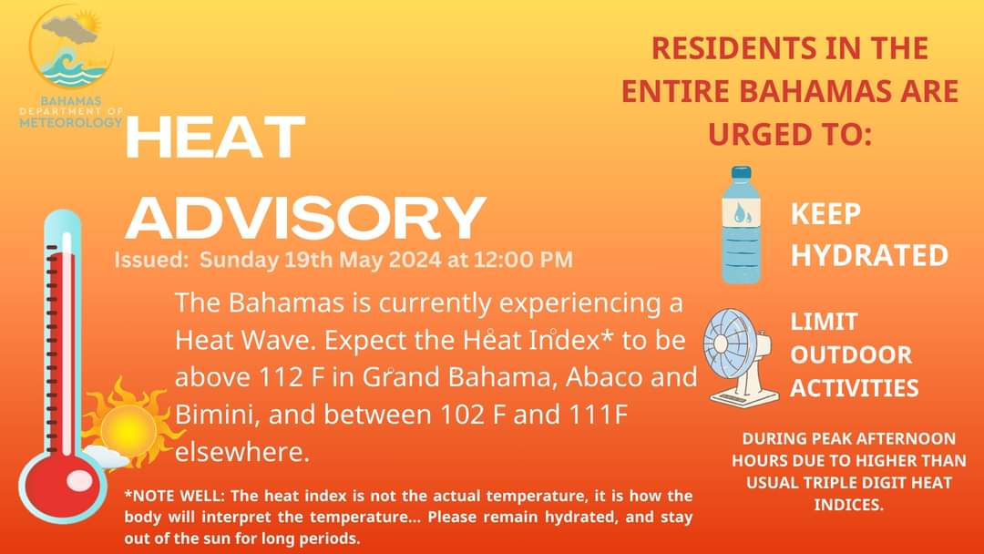 It's hot out there... The Bahamas is experiencing a heatwave, with GB, Abaco and Bimini hitting 112F.