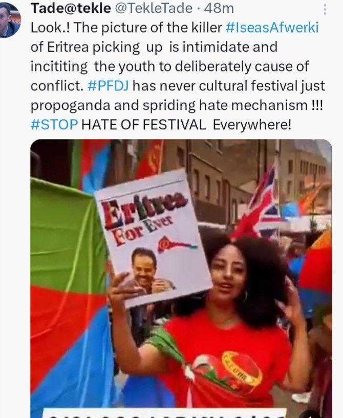 The #Eritrea|n regime supporters have no legitimate reason to live in #UK while they're supporting the regime who they fled from. So they should be deported immediately. @10DowningStreet @ukhomeoffice @RishiSunak @martinplaut #UK