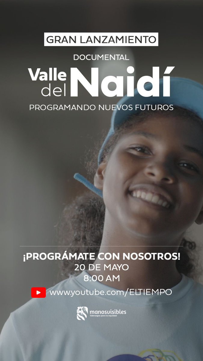 vivian_abadia's tweet photo. No te pierdas mañana el lanzamiento del documental Valle del Naidí. Porque el desarrollo inclusivo demanda un Pacífico conectado y las nuevas generaciones están asumiendo un rol fundamental #ProgramateConNosotros #ProgramandoNuevosFuturos @ManosVisibles @ELTIEMPO 🙌🏾👏🏾 https://t.co/tT5JGO0cjM