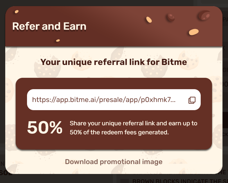 Guys, have you gotten your free and unique referral code yet? Head over to app.bitme.ai, click on the 'Refer and Earn' button, connect your wallet, and copy your referral link. Share your link EVERYWHERE! Twitter, Facebook, Instagram, TikTok, Reddit, YouTube, email