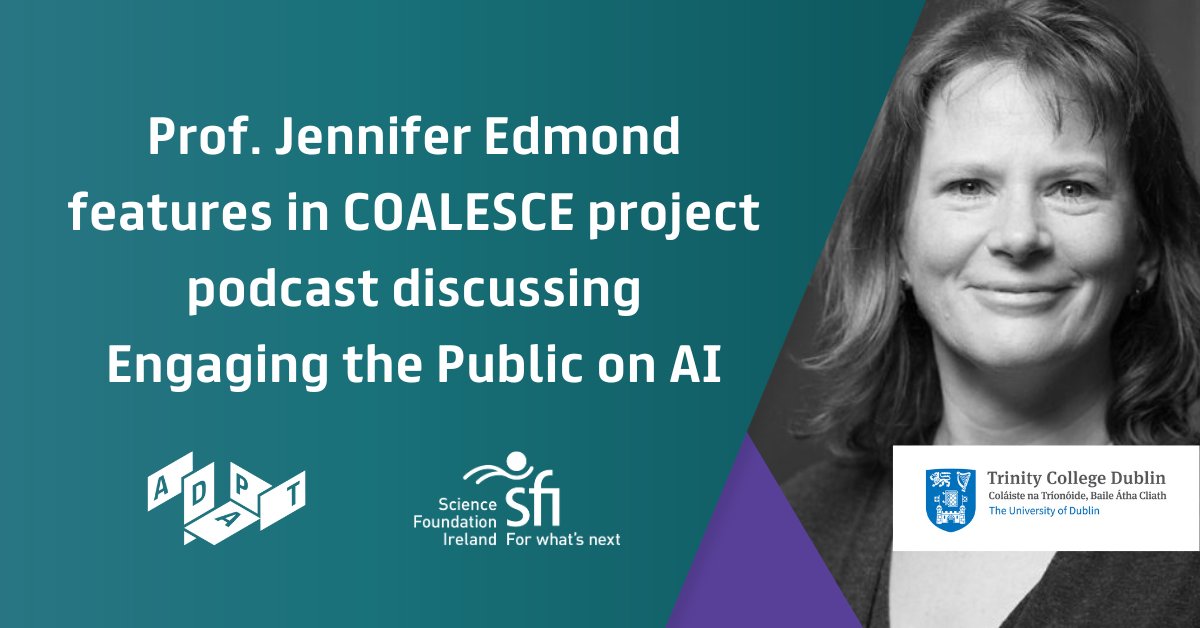 Prof. Jennifer Edmond @jedmond36 recently featured in COALESCE @scicommEU project podcast discussing engaging the public on #AI, highlighting SKU-Market and 'Who Wants to Write an Email?' projects. Listen now: coalesceproject.eu/2024/04/30/sci… @DARIAHeu @tcddublin @TLRHub @lauraallcorn