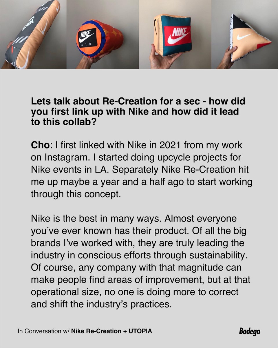 bodega's tweet photo. For our 4th Re-Creation Project with the Swoosh, we are excited to welcome Peder Cho (Utopia) to the family. Follow the link to see the full conversation - https://t.co/YzL0z8hkkd #nikerecreation #pedercho #utopiaus #bodega https://t.co/1EKVWNYoDO