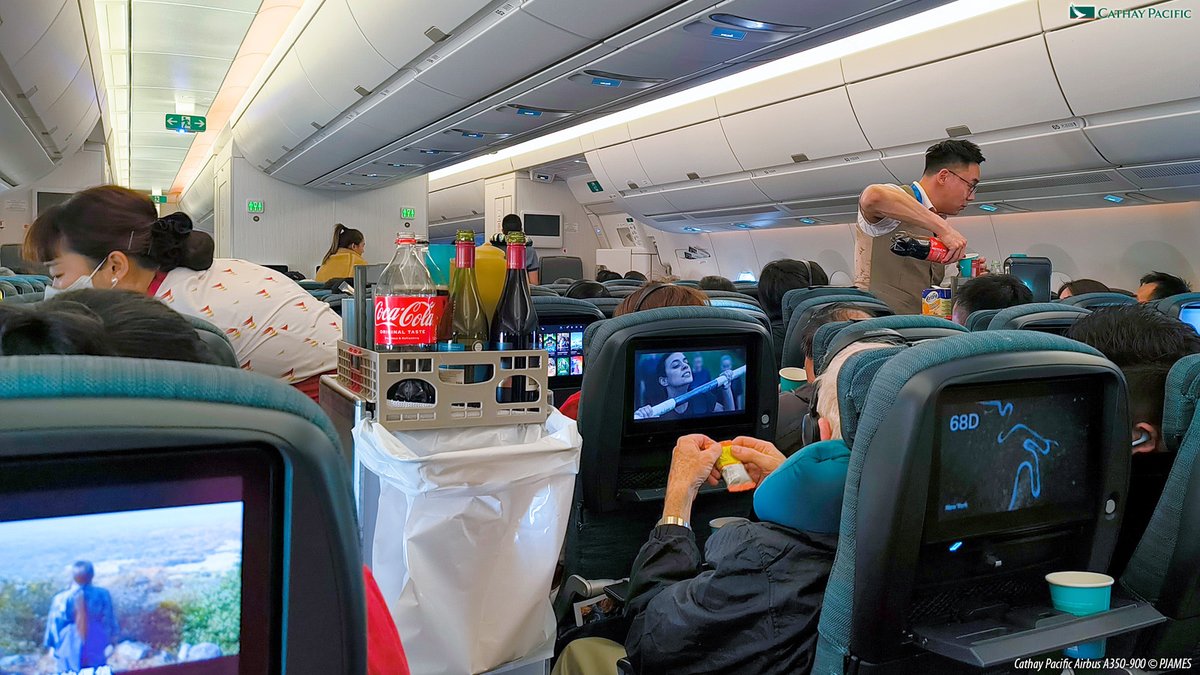 Cathay Pacific Therapy: One of the best times onboard @cathaypacific flights is drink service - beer, wine, cocktails, soda, shortly after takeoff on the @Airbus A350-900 #bantayanisland #bantayan #MoveBeyond #Travel #avgeeks #traveling #airline #HONGKONG #Xiaomi #SundayFunday