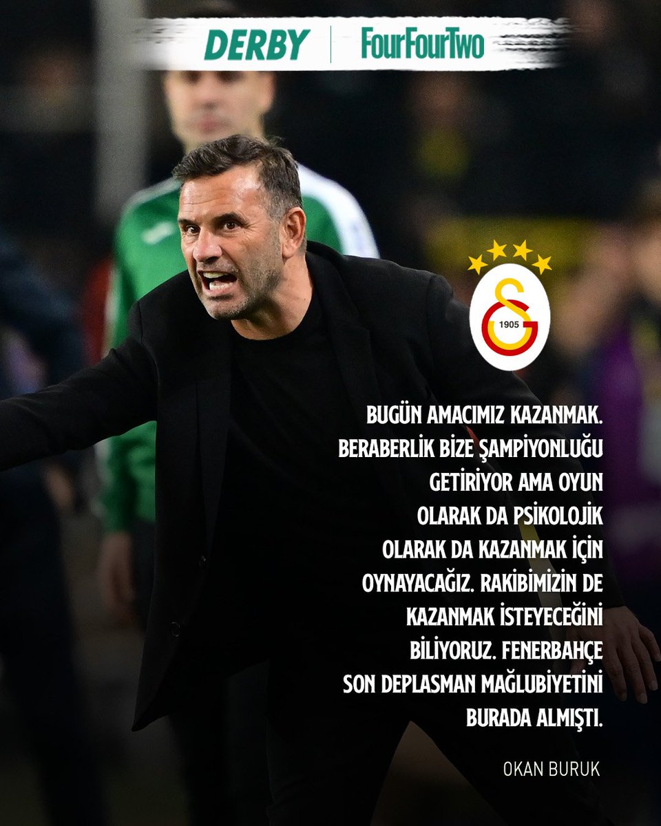🟡🔴Galatasaray Teknik Direktörü Okan Buruk, Fenerbahçe derbisi öncesinde düşüncelerini paylaşarak 'galibiyet' vurgusu yaptı.

#VerbiDerby