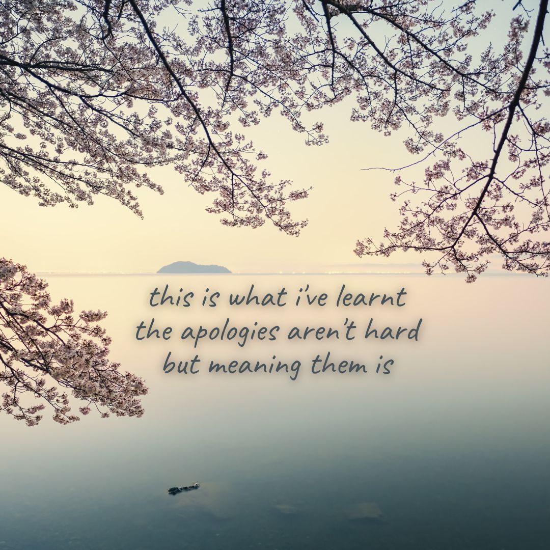 this is what i've learnt
the apologies aren't hard
but meaning them is

Image by Kanenori (buff.ly/3yifpFR) from Pixabay

#dailyhaiku #dailypoem #haiku #madewithpixabay #poem #poetry #poetrycommunity #sglit #sgpoetry #singlit #writer #writing #writingcommunity