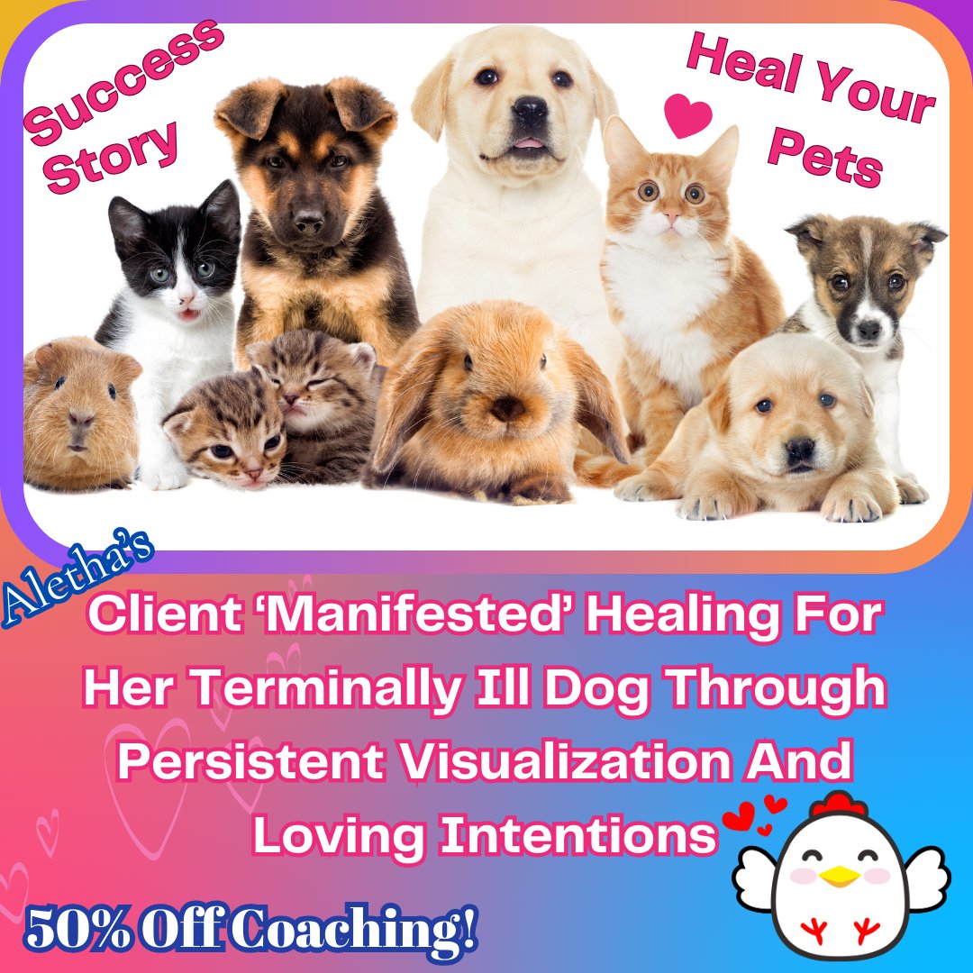 Aletha
Sale on courses and coaching
Course coupon: sale10 
Coaching coupon: coaching20
Manifest Healing For Pets
Link in Bio
#lawofassumption #manifest #nevillegoddard