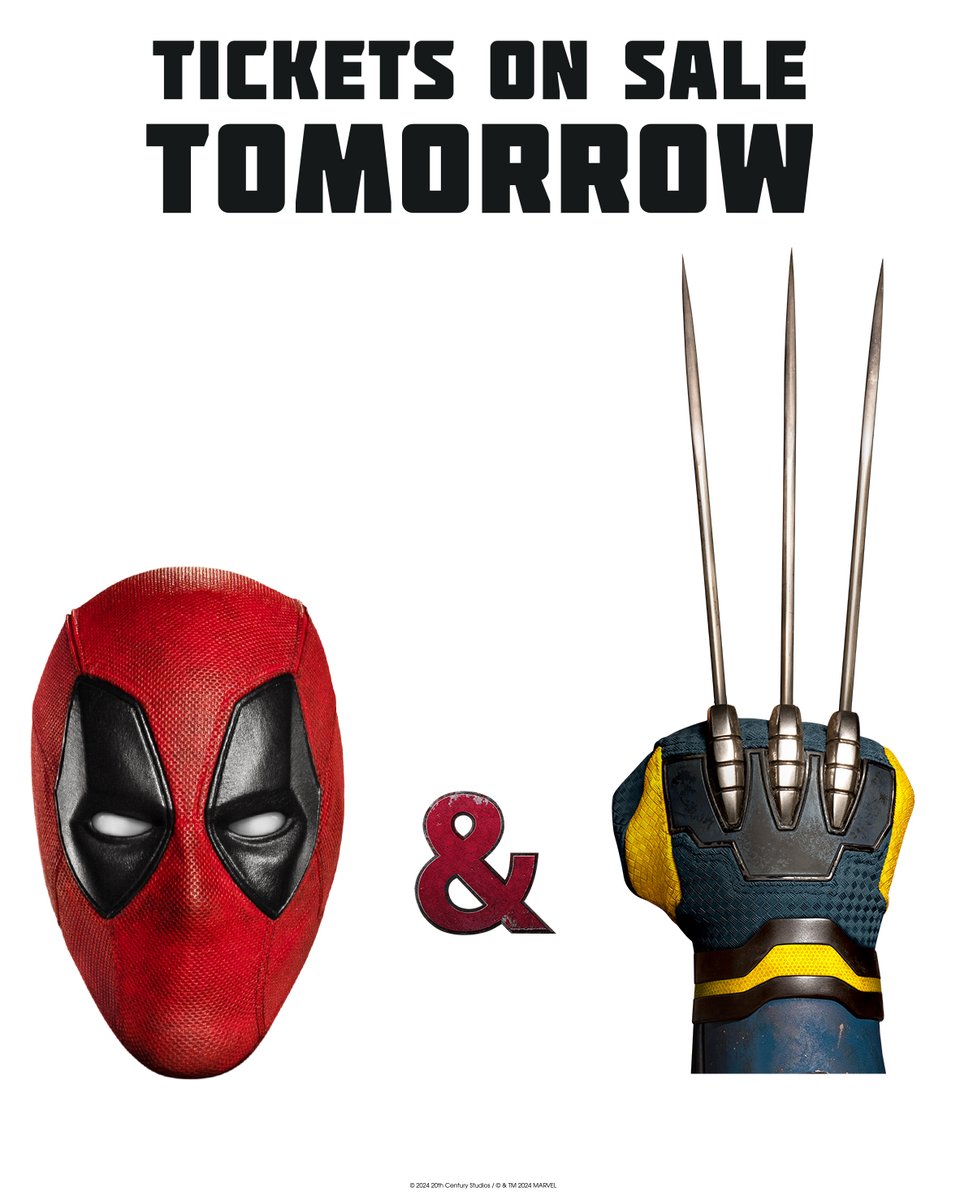 Tickets on sale tomorrow. #DeadpoolAndWolverine