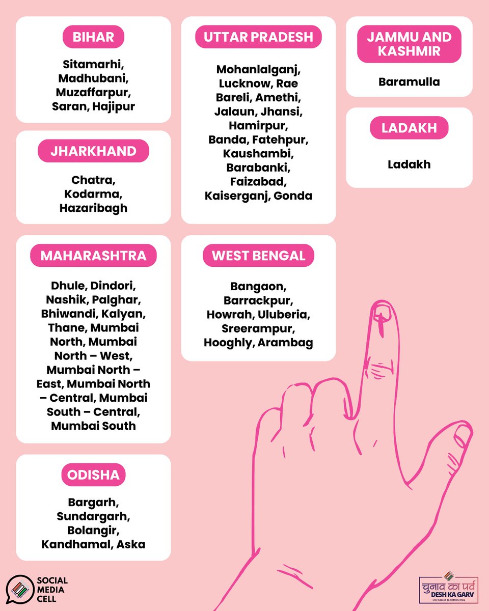 Tomorrow is #PollDay ! Check the details of States/UTs going to polls in the #phase5 of #GeneralElections2024 #GoVote #ChunavKaParv #DeshKaGarv #LokSabhaElections2024