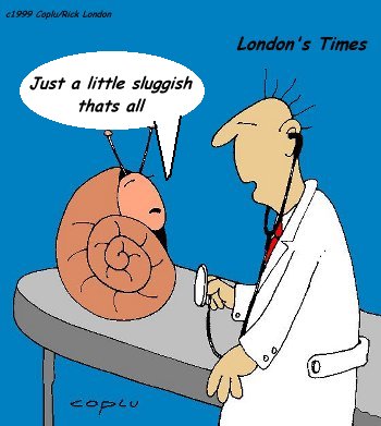 Sluggish by @RickLondon #Cartoons #slugs #snails #medicine #doctors #physician #medical #doctor