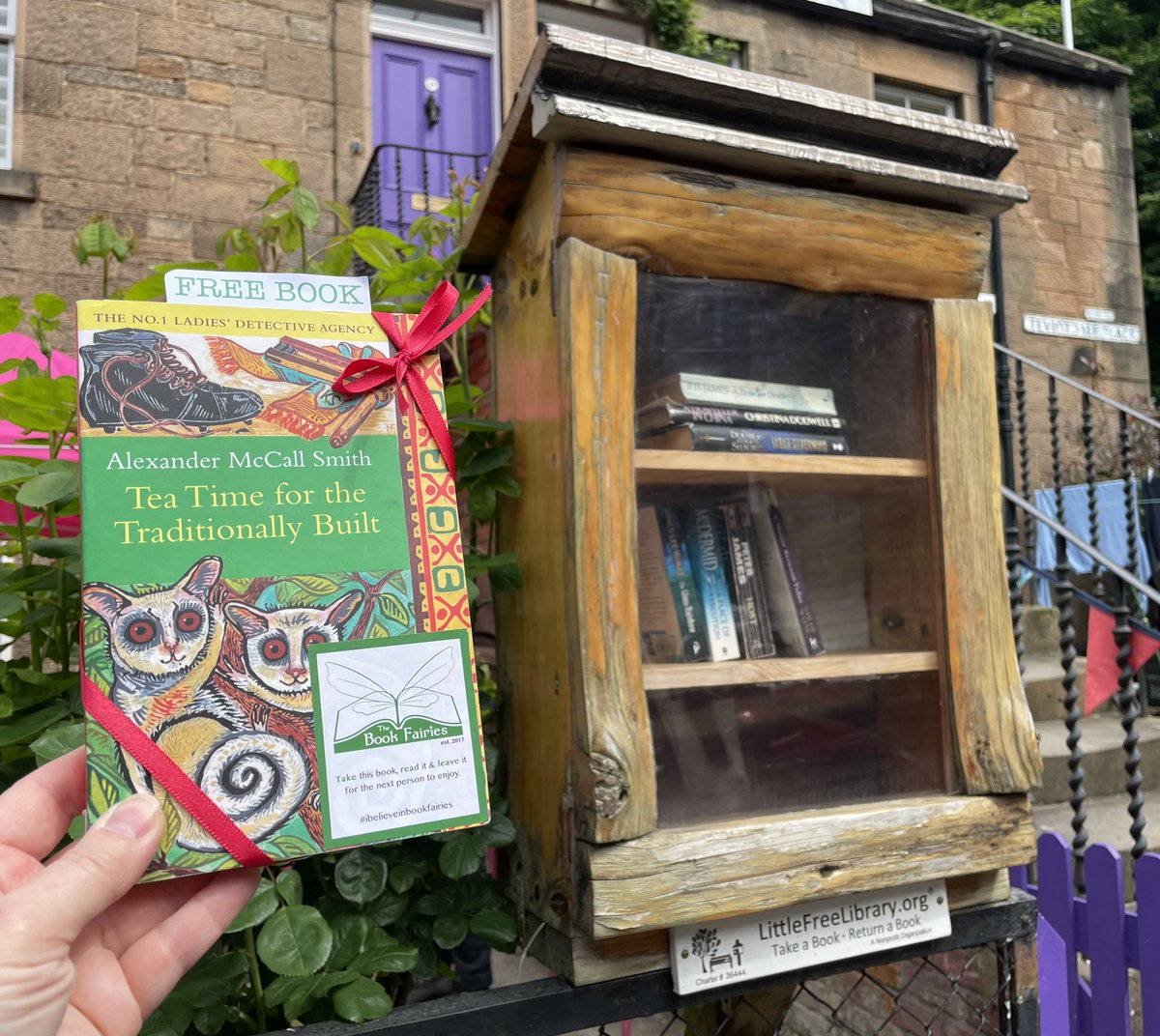 This week #bookfairiesedinburgh are celebrating Little Free Library Week by sharing books by #Edinburgh authors in some of the little libraries around the city. Today we visited the Stockbridge Colonies and left a book by Alexander McCall Smith. #Ibelieveinbookfairies #lflweek