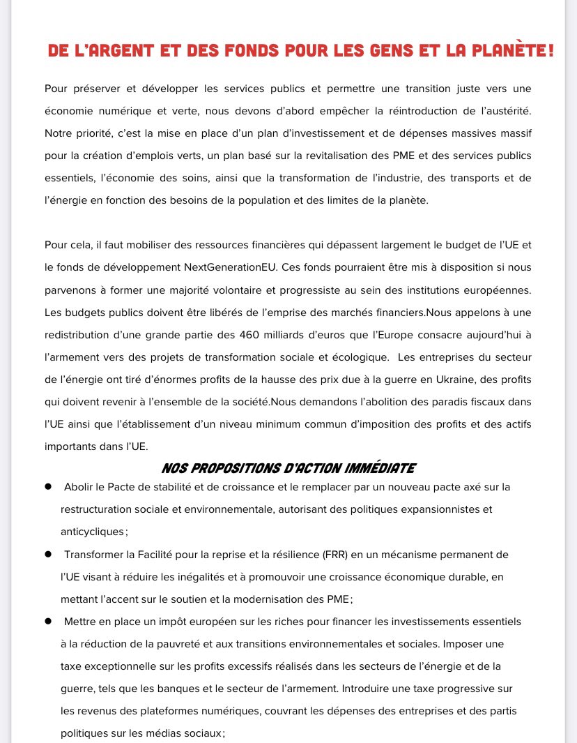 Avec l’ensemble des partis membres du parti de la gauche européenne🇪🇺@europeanleft nous avons écrit ce manifeste commun pour les #ElectionsEuropéennes2024 Retrouvez nos propositions communes pour les salaires💶et la paix🕊️l’écologie🌍 ➡️ european-left.org/wp-content/upl… Rdv le #9juin🗳️