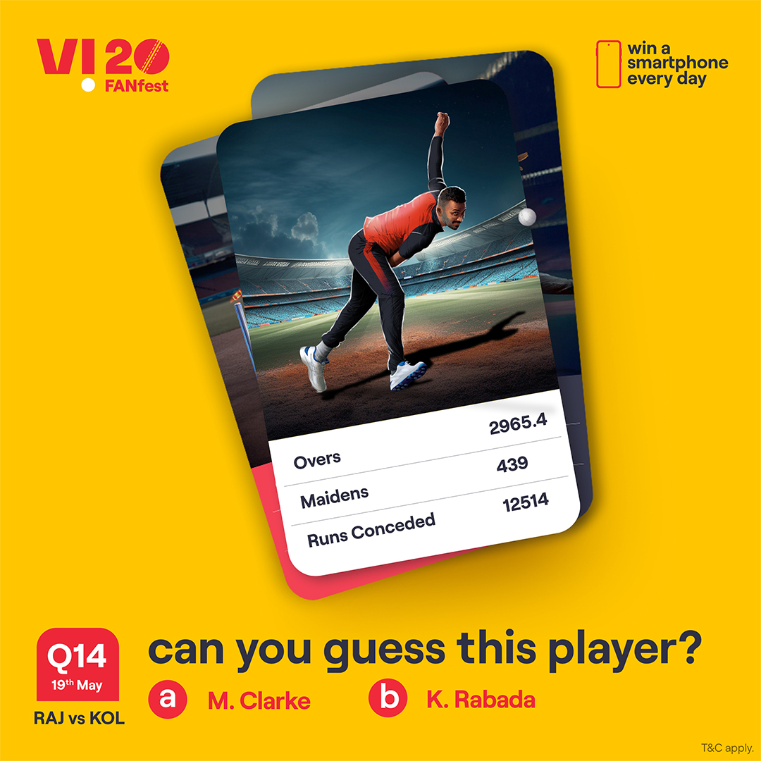A challenge that separates the cricket experts from the rest. Identify this player, and you stand a chance to win a smartphone every day. 1. Follow our page 2. ⁠Comment the right answers with #Vi20FANfest #ChallengeAlert #WinPrizes #Quiz #Challenge #ParticipateAndWin #RAJvsKOL