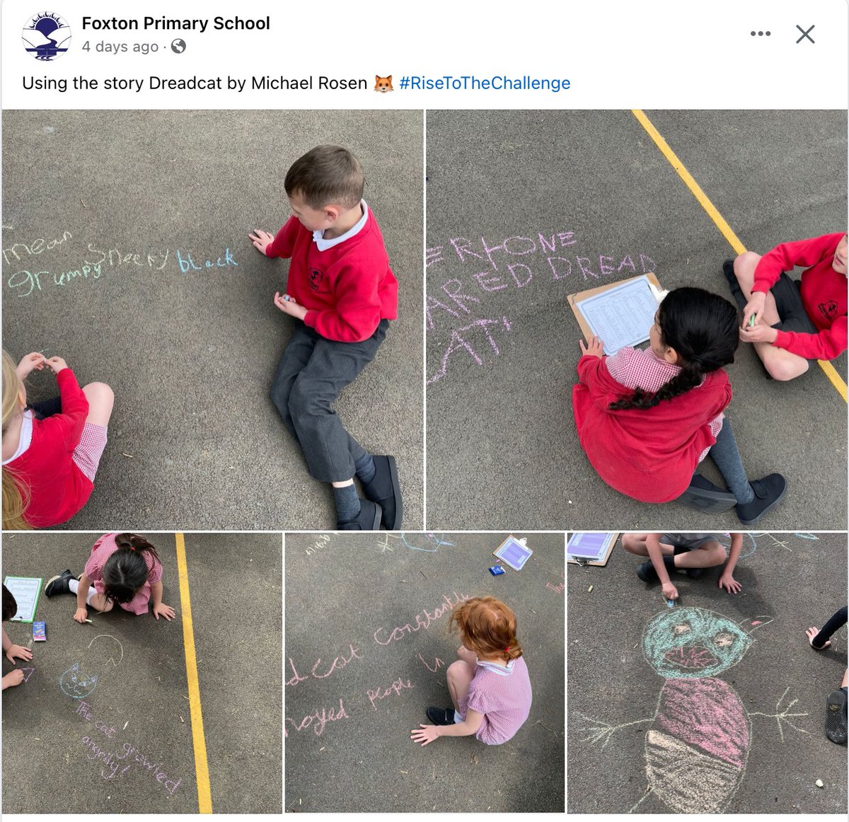 The estimable <a href="/MichaelRosenYes/">Michael Rosen 💙💙🎓🎓 NICE 爷爷</a> ‘s story-telling inspiring Foxton Primary School near Market Harborough, attended by Rosemary Sutcliff’s first cousin 3x removed, to who I have just started reading her very early book The Armourers House in the new <a href="/manderleypress/">Manderley Press</a> edition!