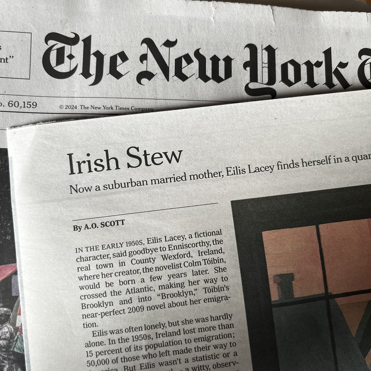 Irish Stew in the @nytimes!? Oh wait, it’s a review of #ColmTóibín’s new novel “Long Island.” Oh well, we’re enjoying our brush with greatness☘️ Please return the title when you’re done using it.
