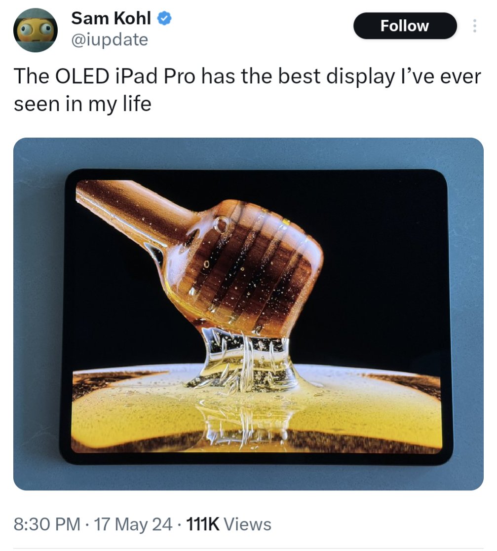 Apple people experiencing OLED on a tablet for the first time 🙏🙏🙏