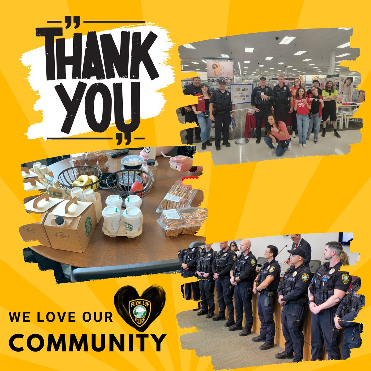 National Police Week has come to an end. We want to give a HUGE thank you to all the community members & local business who stopped by with treats & kind words of appreciation for our department. We are thankful to protect & serve such a supportive community! #NationalPoliceWeek