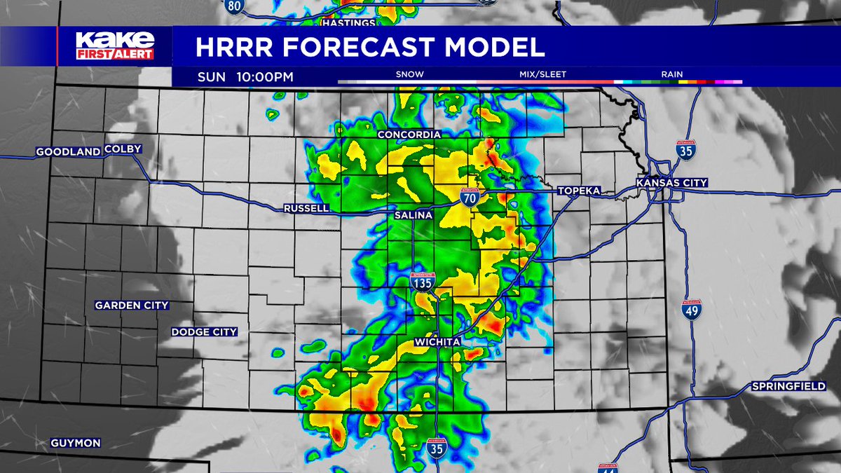 KAKE First Alert: Damaging wind gusts from a line of severe thunderstroms are likely later this afternoon and evening across parts of KAKEland. Please look at the model data images to help you determine the timing for your specific location.