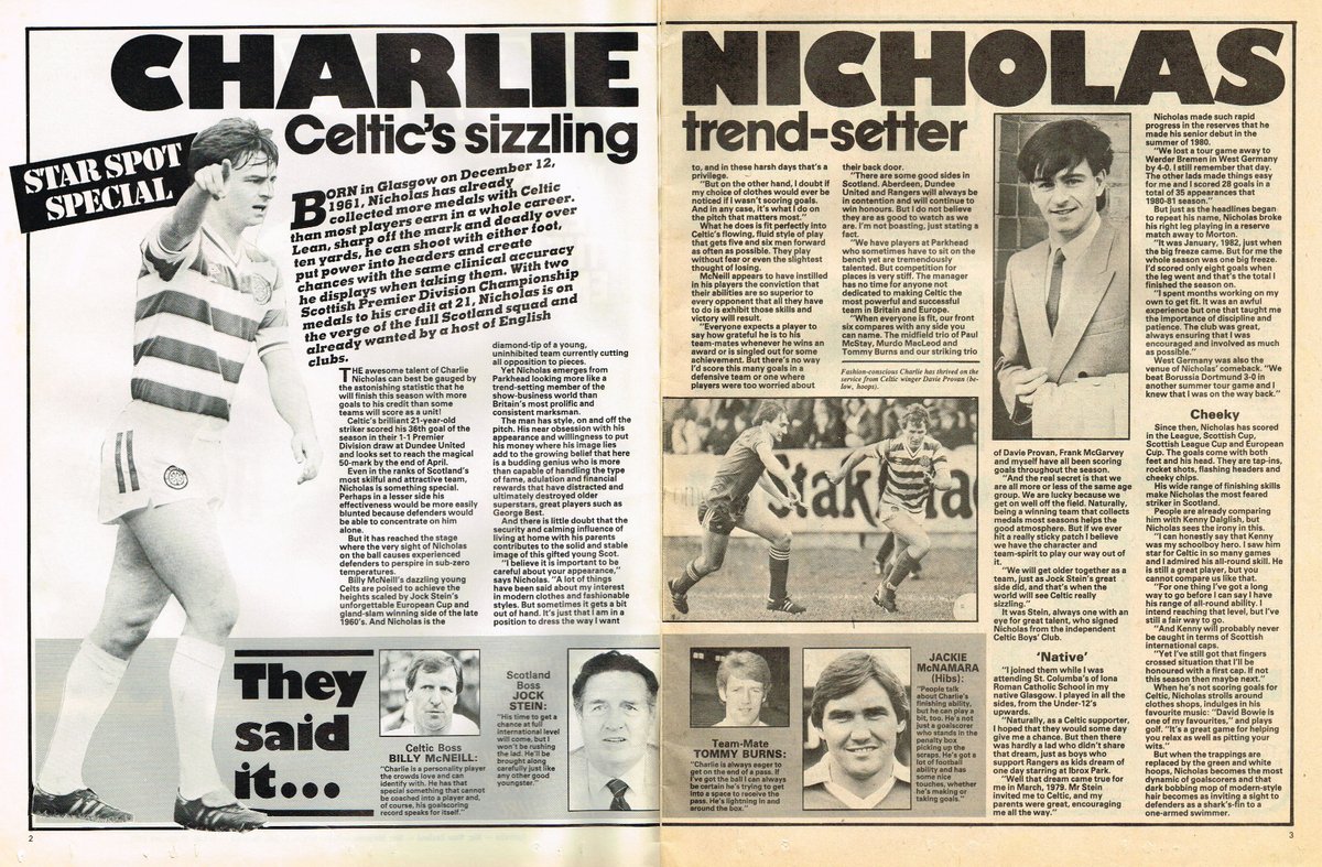 Star Spot Special - #CharlieNicholas - #Celtic's sizzling trend-setter #Shoot! 1983-02-26