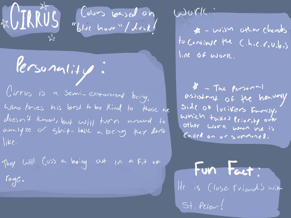 VampyricFreak's tweet photo. Cirrus’ character sheet
☁️~~~~~~~~~~~~~~~~~~~⭐️
#Helluverse #HellaverseOC #helluvabossCherub #helluvabosOC
#OCart #DigitalArt #AngelOC #CherubOC #Firealpaca
⭐️~~~~~~~~~~~~~~~~~~~🪽 https://t.co/tEVTHSlz05