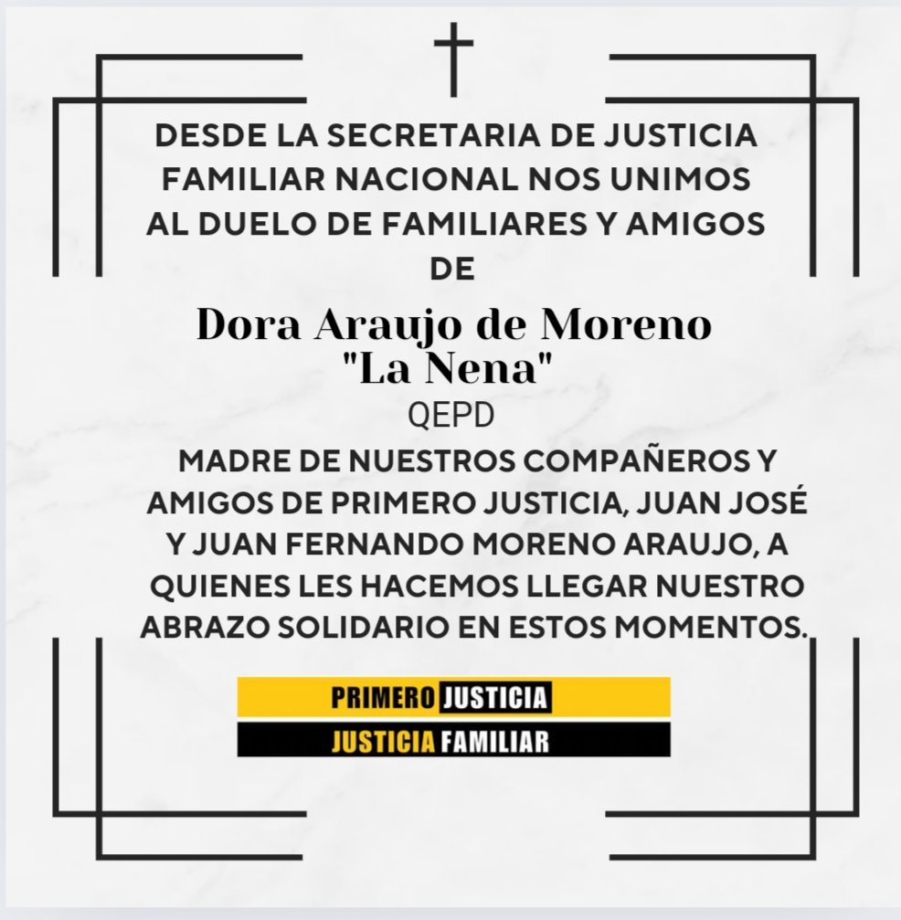 Nuestro abrazo solidario y acompañamiento con nuestros queridos amigos y compañeros @JJMorenoA y @juanmorenopj por la lamentable partida de su señora madre. Nuestro abrazo extensivo a toda la familia.