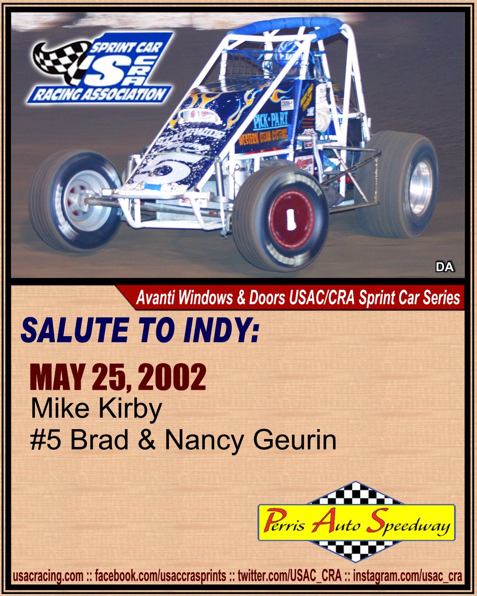 Mike Kirby topped the 2002 “Salute to Indy” with SCRA driving the Brad & Nancy Geurin #5. Doug Allen Photos.
#USAC #USAC410 #usacnation #usacracing #usaccra #usacsprints #usaccrasprints #sprintcar #racing #avanti #avantiwindows #woodlandautodisplay #flowdynamics #billsjerky