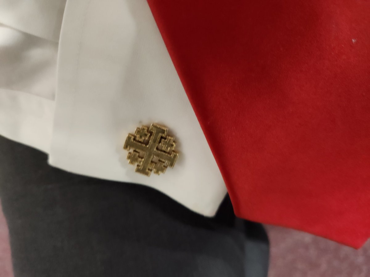 Red tie and Jerusalem Cross cufflinks for #Pentecost.  Have a wonderful spirit-filled day!