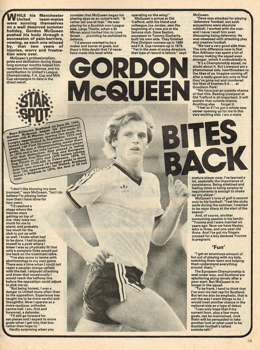 Star Spot - #GordonMcQueen bites back #ManUtd #Shoot! 1983-03-05