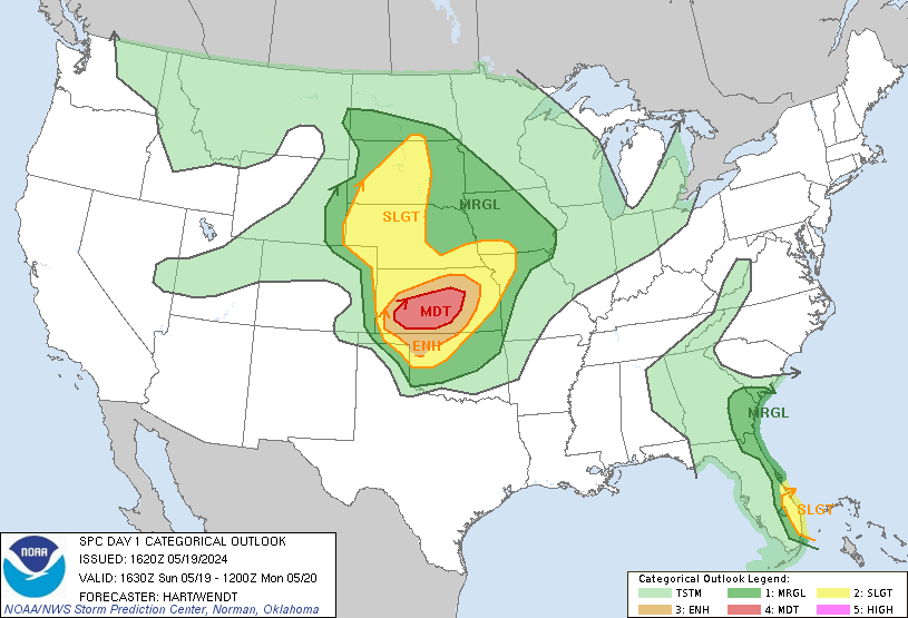 LimWeather's tweet photo. D1 #SPC Convective Outlook
#ModerateRisk in C #Kansas of C #TornadoAlley esp near #Wichita, the cities of #Hutchinson, #Newton, #Salina, #DodgeCity, #GreatBendKS, #GardenCity due to 5% #Tornado, 45% SIG #Wind and 45% SIG #Hail risks
#Wxtwitter #SPC #SevereWx #Wxx #KSwx https://t.co/QJTmet0pfm