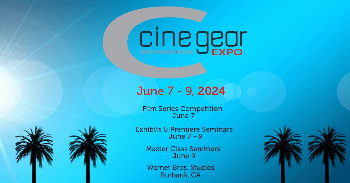 We are excited for Cine Gear Expo happening at Warner Bros. Studios from June 7-9, 2024. Be sure to register by May 28th for your FREE badge! cinegearexpo.com/la-expo/regist… @cinegearexpo #2024CineGearExpoLA