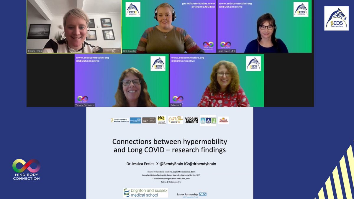 Fascinating! Huge thanks for knowledge & expertise by SEDSConnective's Patron Dr J Eccles and on behalf of other team members on #longCovid and #hypermobilty research #connections. 🙏@bendybrain Pls follow. Recordings sent out soon.